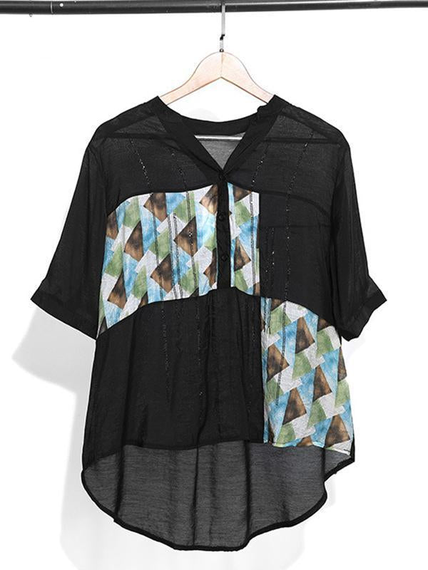 Original Printed V-Neck Blouses&Shirts Tops