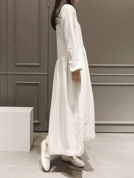 Ramie Cotton Loose Maxi Dresses