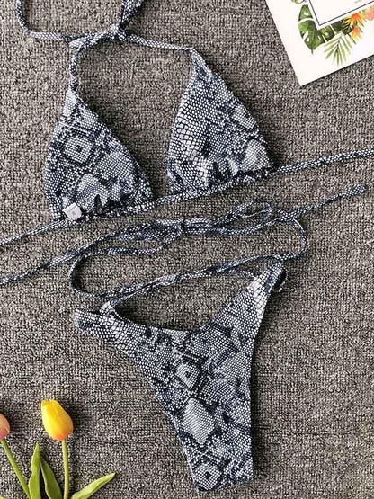 Lace Up Snakeskin Sexy Bikinis Swimwear