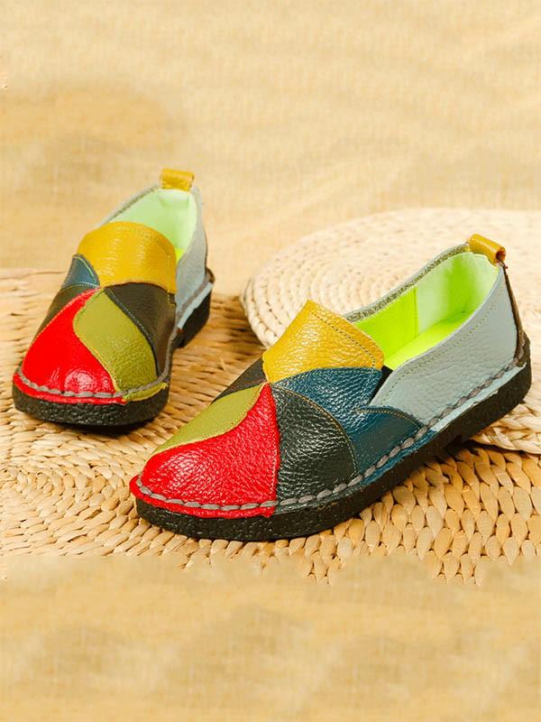 Multicolor Split-joint Slip-on Shoes