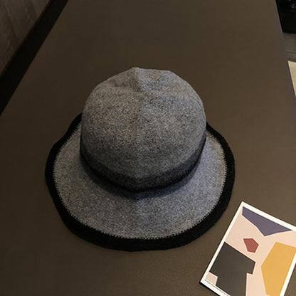 Buykud Colorblock Striped Warm Foldable Bucket Hat
