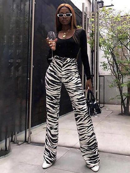 Zebra Stripes High Waist Casual Pants