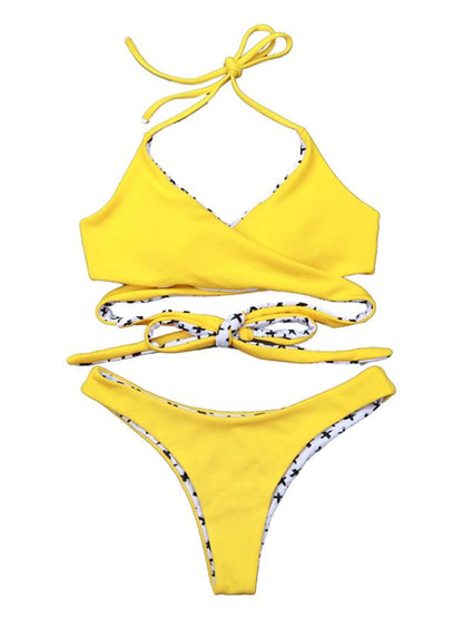 Ribbed Crisscross Adjustable Bikinis Swimwear