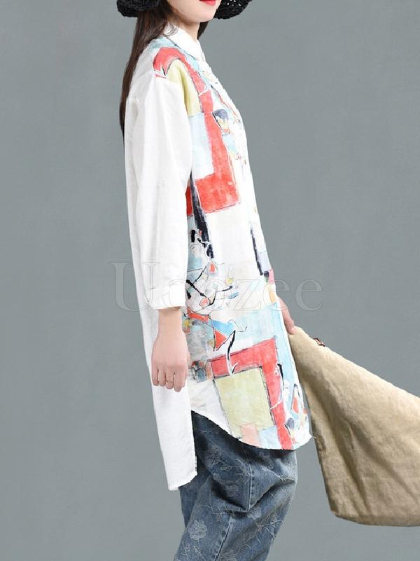 Vintage Floral Printed Cropped Shirt