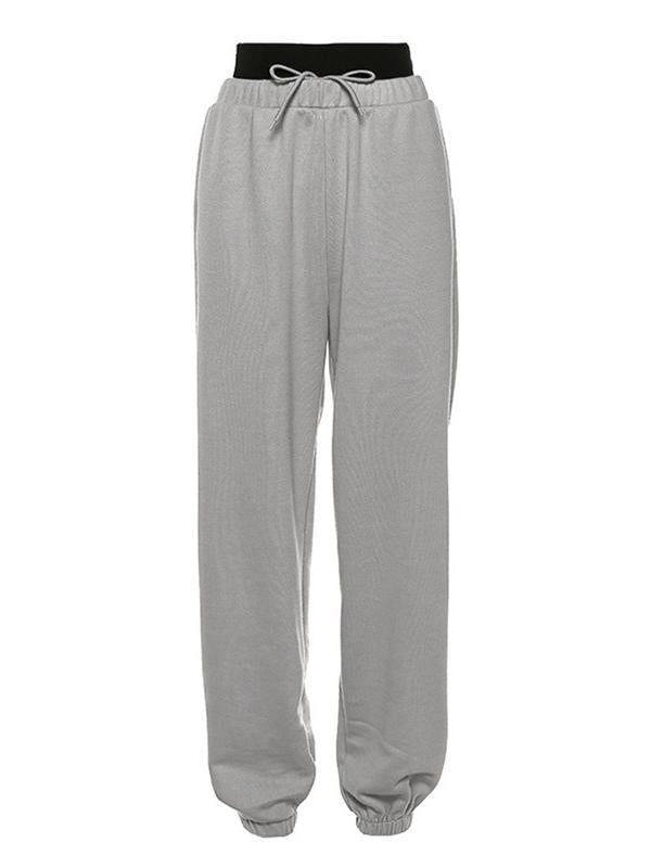 Loose Solid Color High-Waisted Casual Pants Bottoms