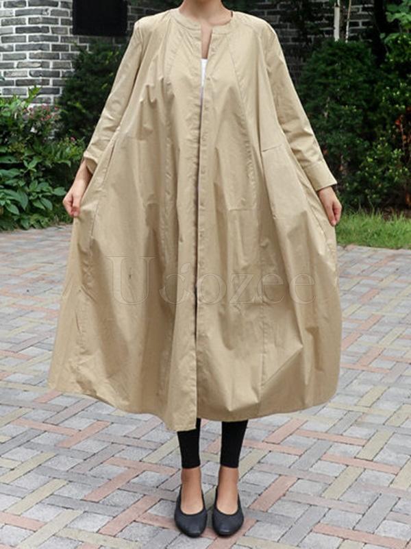 Loose A-line Long Shirt Dress