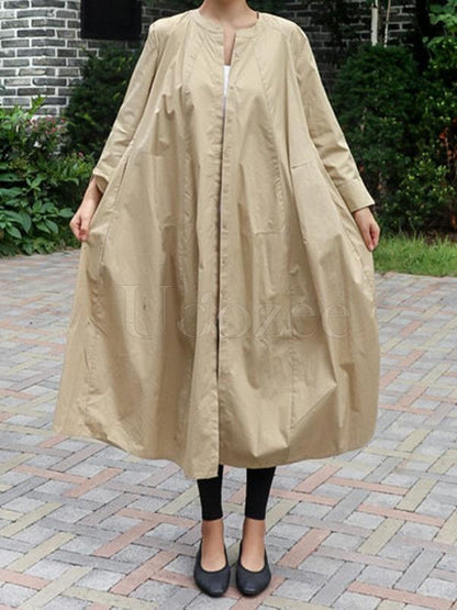 Loose A-line Long Shirt Dress