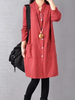 Plus Size Loose Solid Mini Dresses