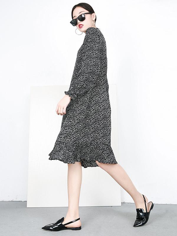 Printed Fresh Loose Plus Size Midi Dresses