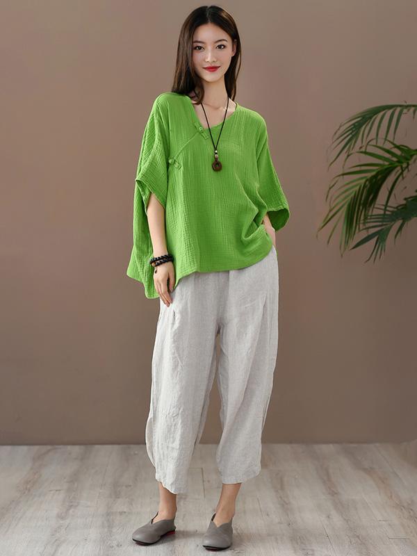 Vintage Solid Irregularity T-Shirts Tops