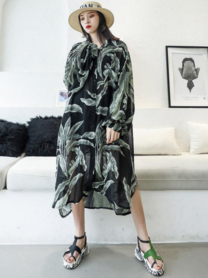 Chiffon Light Sun-protection High-low Asymmetric Blouse Dress