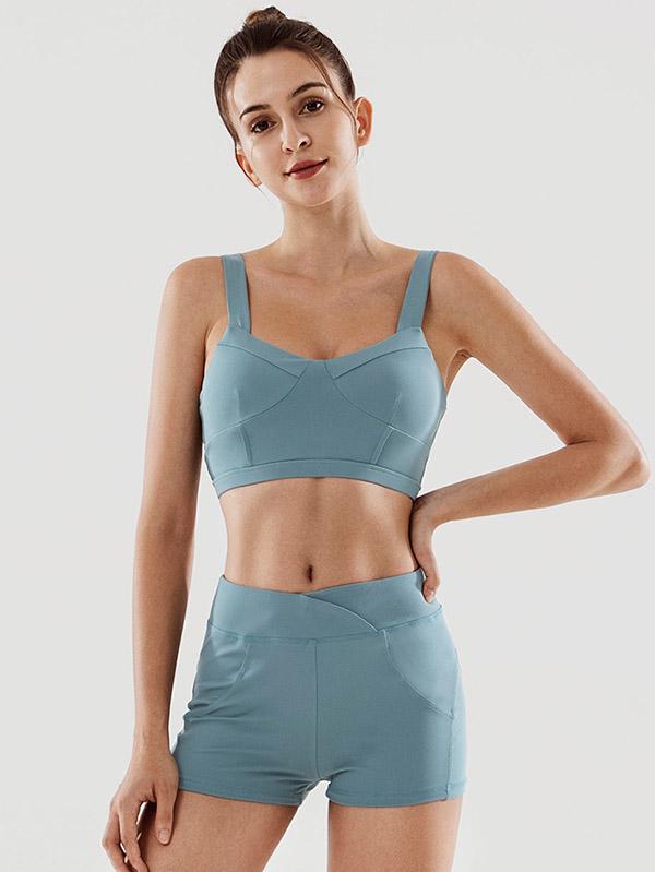 Solid Quick Dry Sports Tanks Shorts Yoga Suits