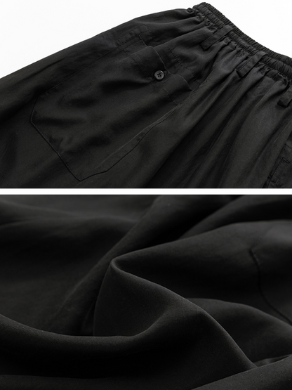 Original Loose Black Elastics Drawstring Tie Low Crotch Knickerbockers