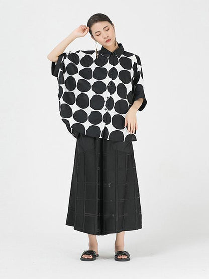 Casual Polka-Dot Batwing Shirt Blouse