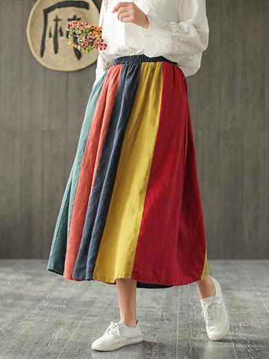 Split-joint Rainbow Loose Skirt Bottom