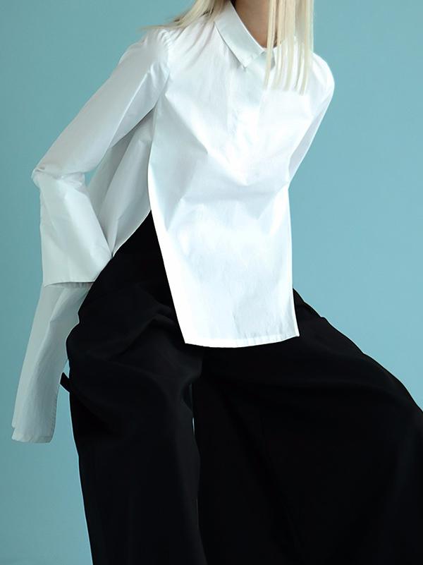 Original White High-low Split-back Blouse