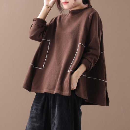 Buykud Decorative Line Casual Comfort Loose Sweater