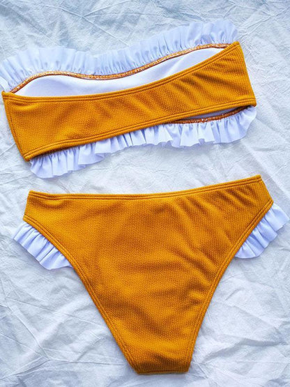 Falbala Ribbed Bikinis Swimwear