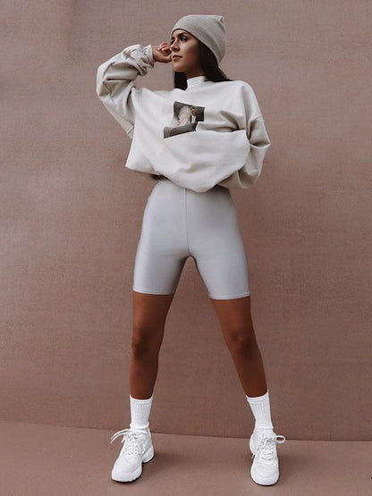 Solid Elastic Sport Shorts