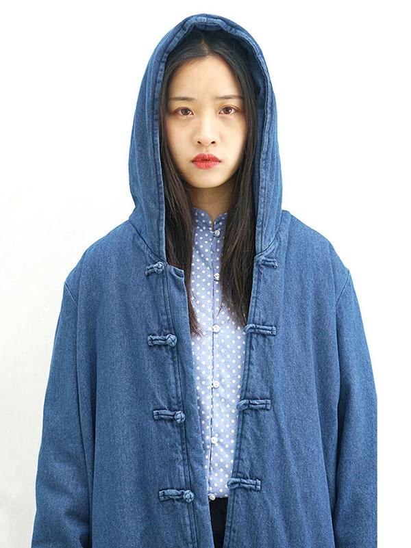 Ancient Button Pure Cotton Hooded Jacket