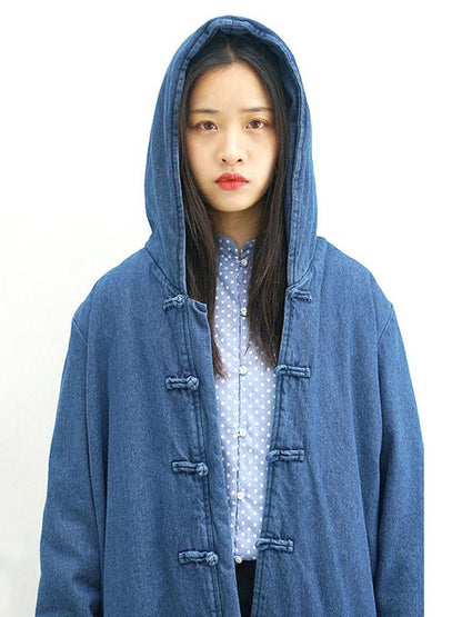 Ancient Button Pure Cotton Hooded Jacket