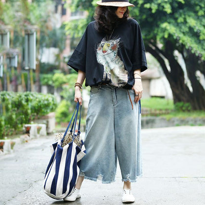 Animal Printed Loose Casual Summer Women Blouse