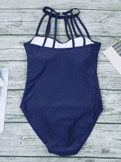 Plain Straps Backless One-Piece Swimwear