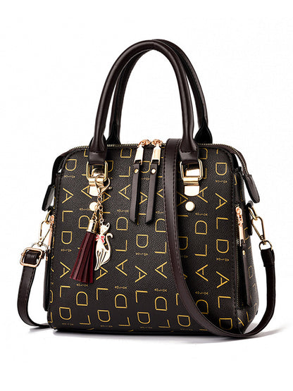 Casual Letter Print Zipper Simpel Shoulder Bag