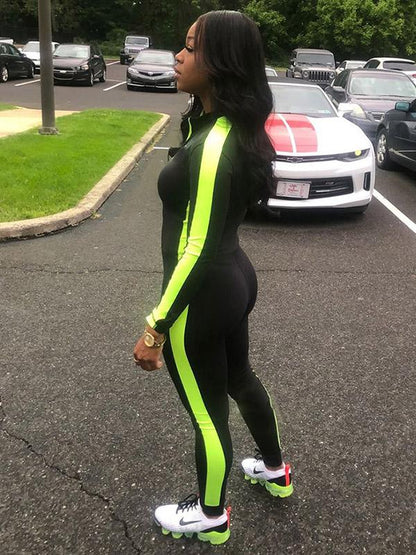 Zipper Split-joint Sports Jumpsuits