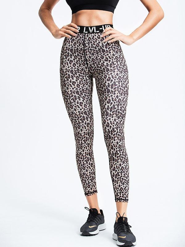 Leopard Letters Printed Quick Dry Yoga Legging