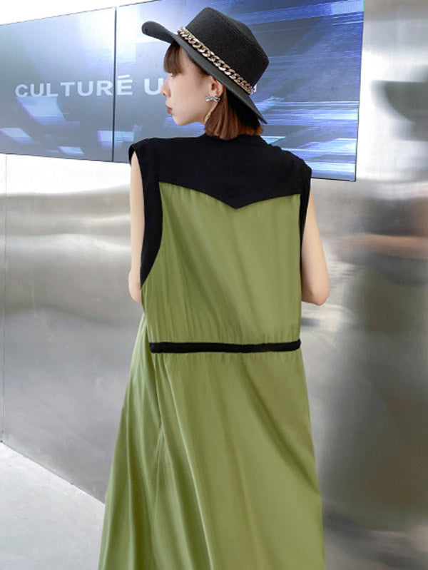 Original Sleeveless Drawstring H-Line Midi Dress