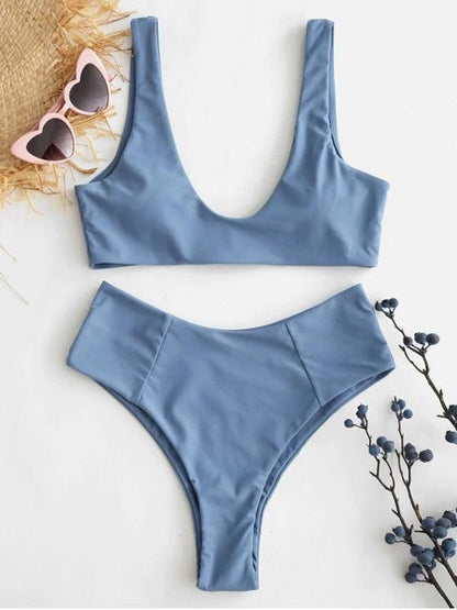 High Cut Solid Bikinis Swimwear