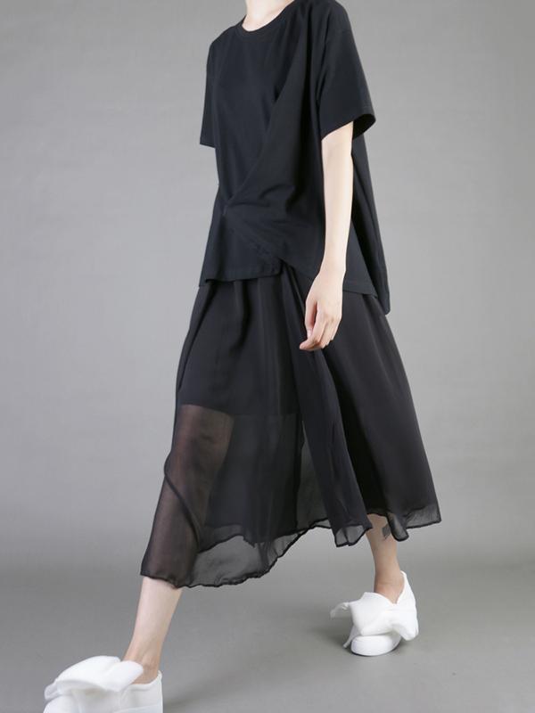 Original Solid Chiffon Pleats Skirt