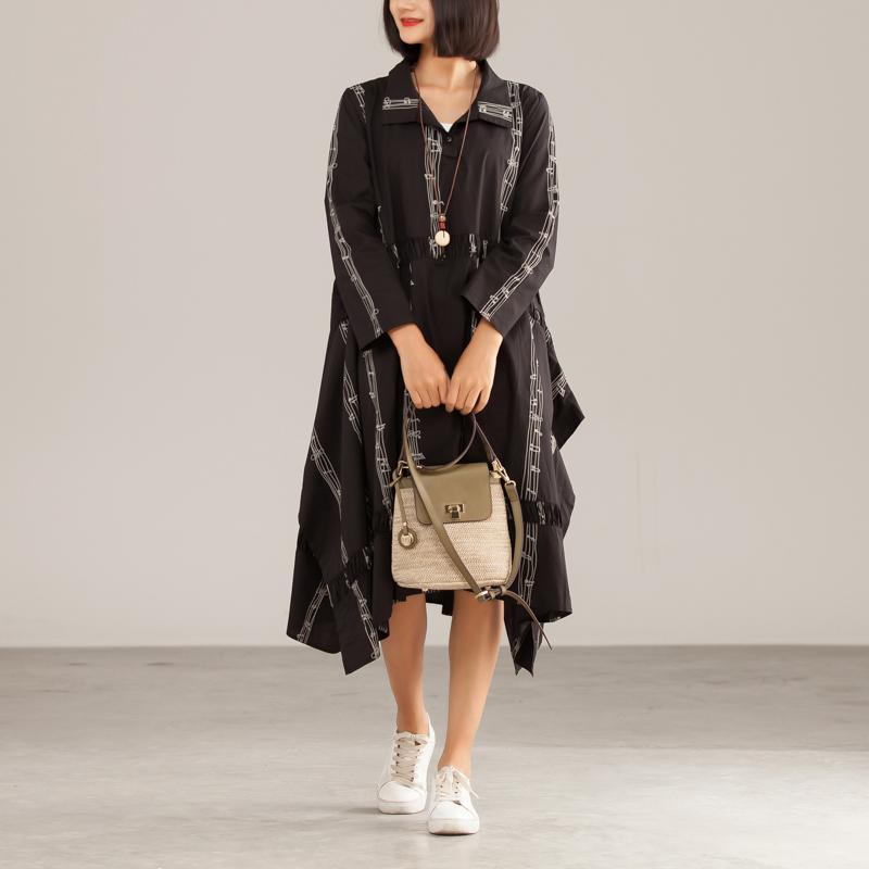 Autumn Cotton Polyeste Irregular Commuter Print Dress