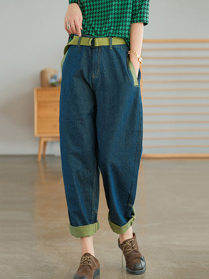 Simple Empire Waisted Wide Leg Harem Jean Pants