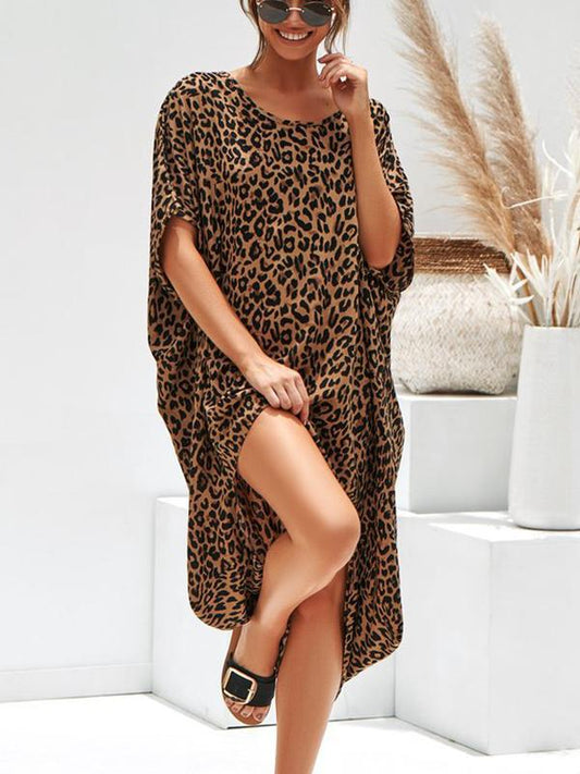 Leopard Loose Midi Dress