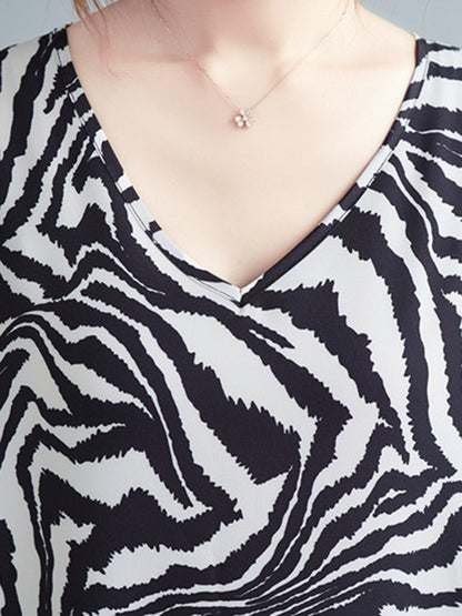Original Artistic Retro Zebra Printed Midi Dress