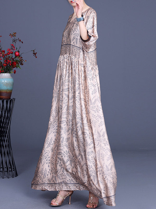 Original Floral V-Neck Half Sleeve Maxi Dress