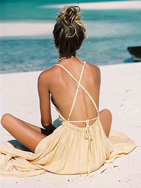 Bohemia Solid Bandage Maxi Dresses