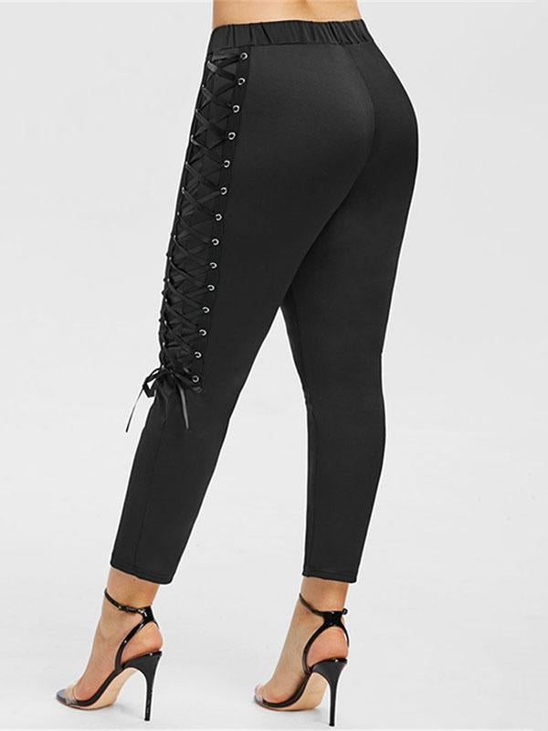 Vintage Bandage Solid Leggings Pants