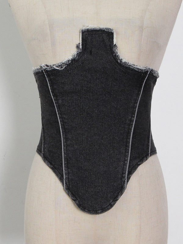 Stylish Denim Split-Joint Vest Tops