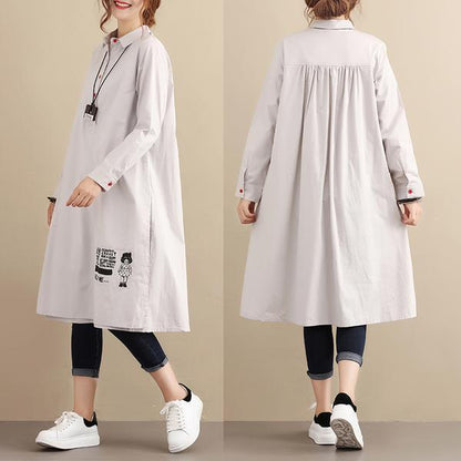 Casual Loose Long Sleeve Polo Collar Dress