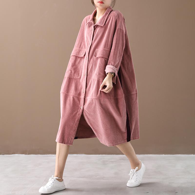 Buykud Pure Color Side Stripe Comfortable Loose Dress