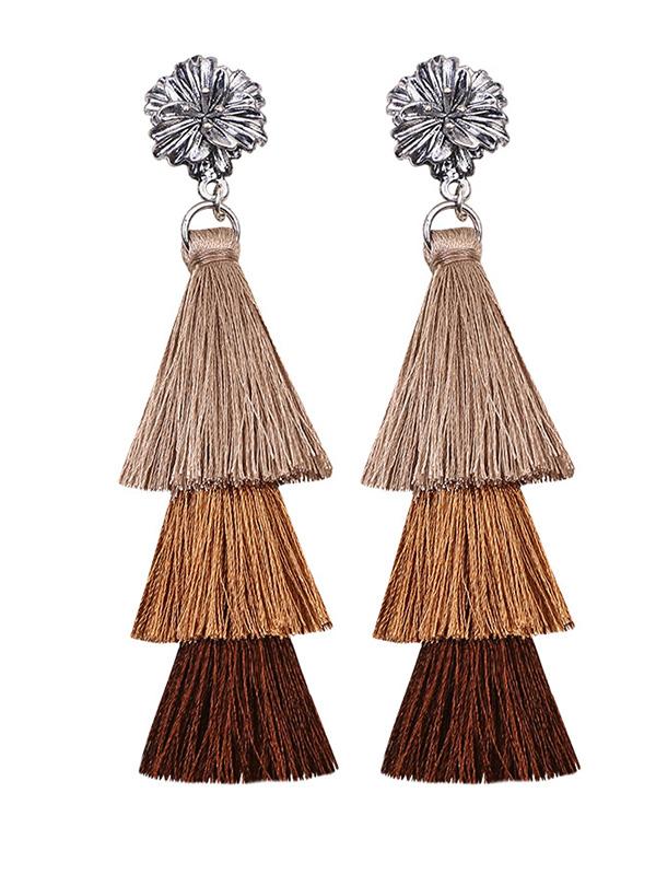 Pinecone Colorful Tasseled Bohemia Earrings