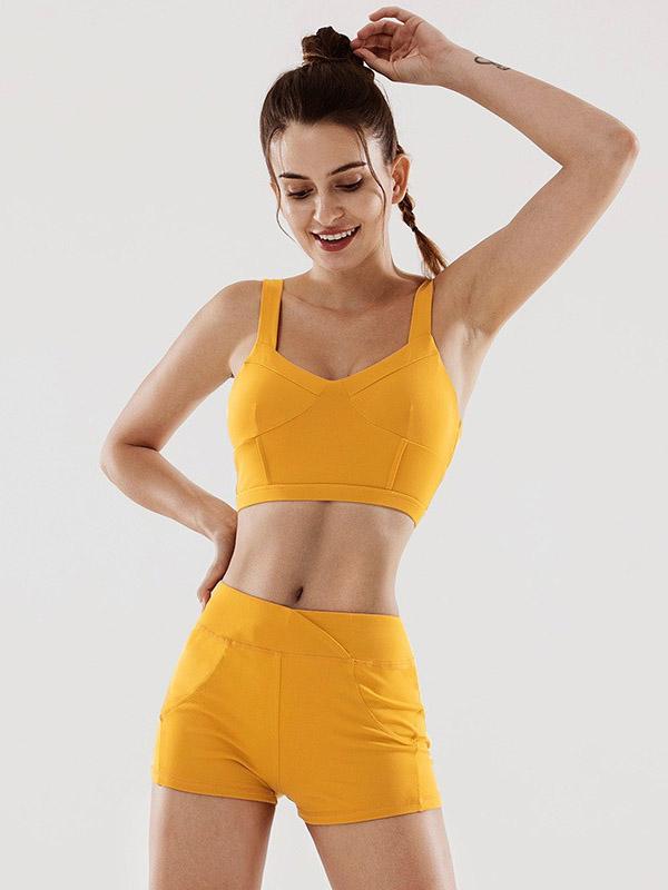 Solid Quick Dry Sports Tanks Shorts Yoga Suits