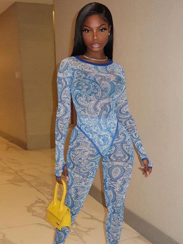 Printed Bodysuits And Sports Yoga Leggings