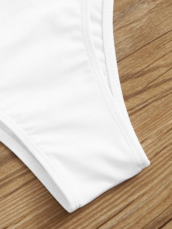 Solid Color Split-Joint Split Bikini Swimsuit