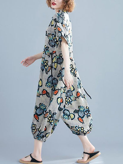 New Loose Printed Chiffon Jumpsuits Bottom