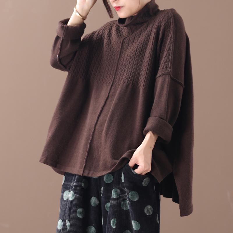 Buykud High Low Hem Solid Color Casual Sweater