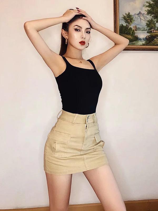 Sexy Solid Wrap Spaghetti-Neck Vest Top